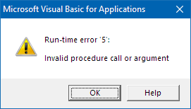 Invalid procedure call or argument