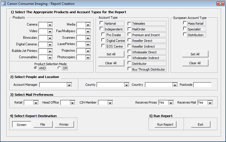 Report selection Criteria